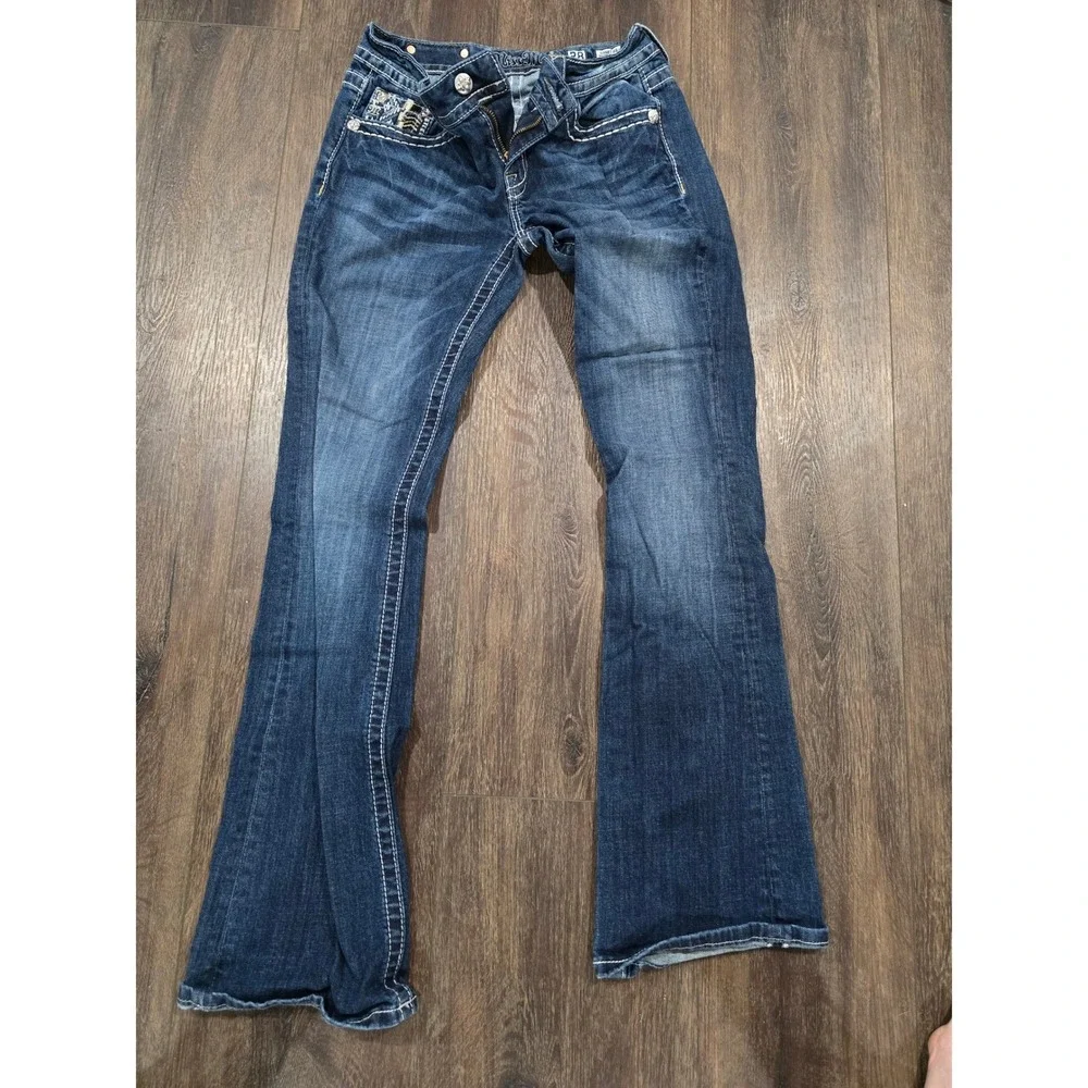 Miss Me Signature Bootcut Jean Dark Wash Embellished Pocket Size28 Western Denim